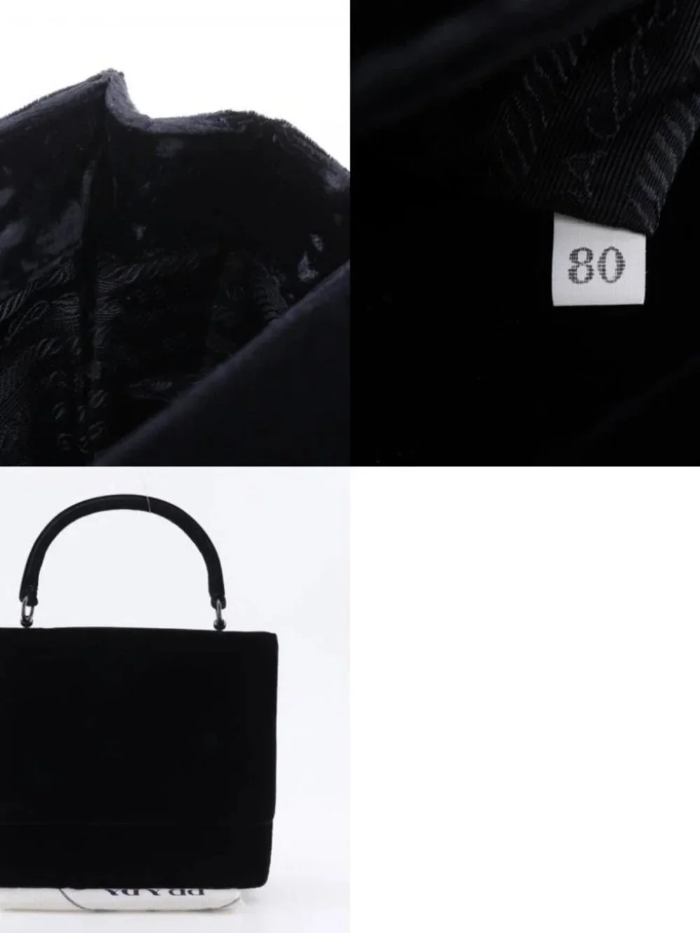 PRADA One handle Handbag vintage NERO black Velor Women